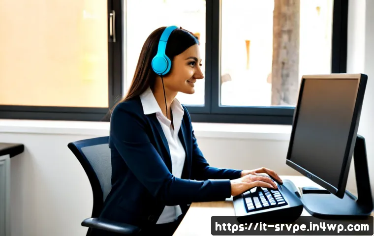 Home 14 AI 상담사 서비스의 기술적 요구사항 - Photorealistic modern customer support workspace in Italy, friendly Italian AI service consultant re...